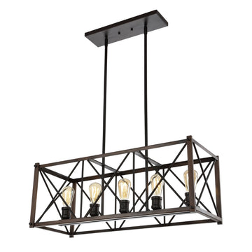 Ferme 16" Adjustable Iron Rustic Farmhouse LED Pendant - JONATHAN Y